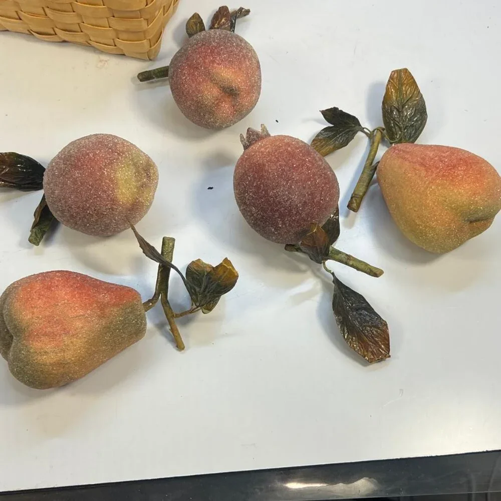 Vintage Decorative Pears in Woven Basket Artificial Fruit Collection Home Decor - Picture 4 of 6